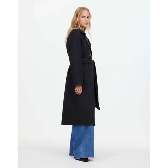 Madewell Double-Breasted Trench Coat Black XL NWT Belted‎ - Picture 1 of 4